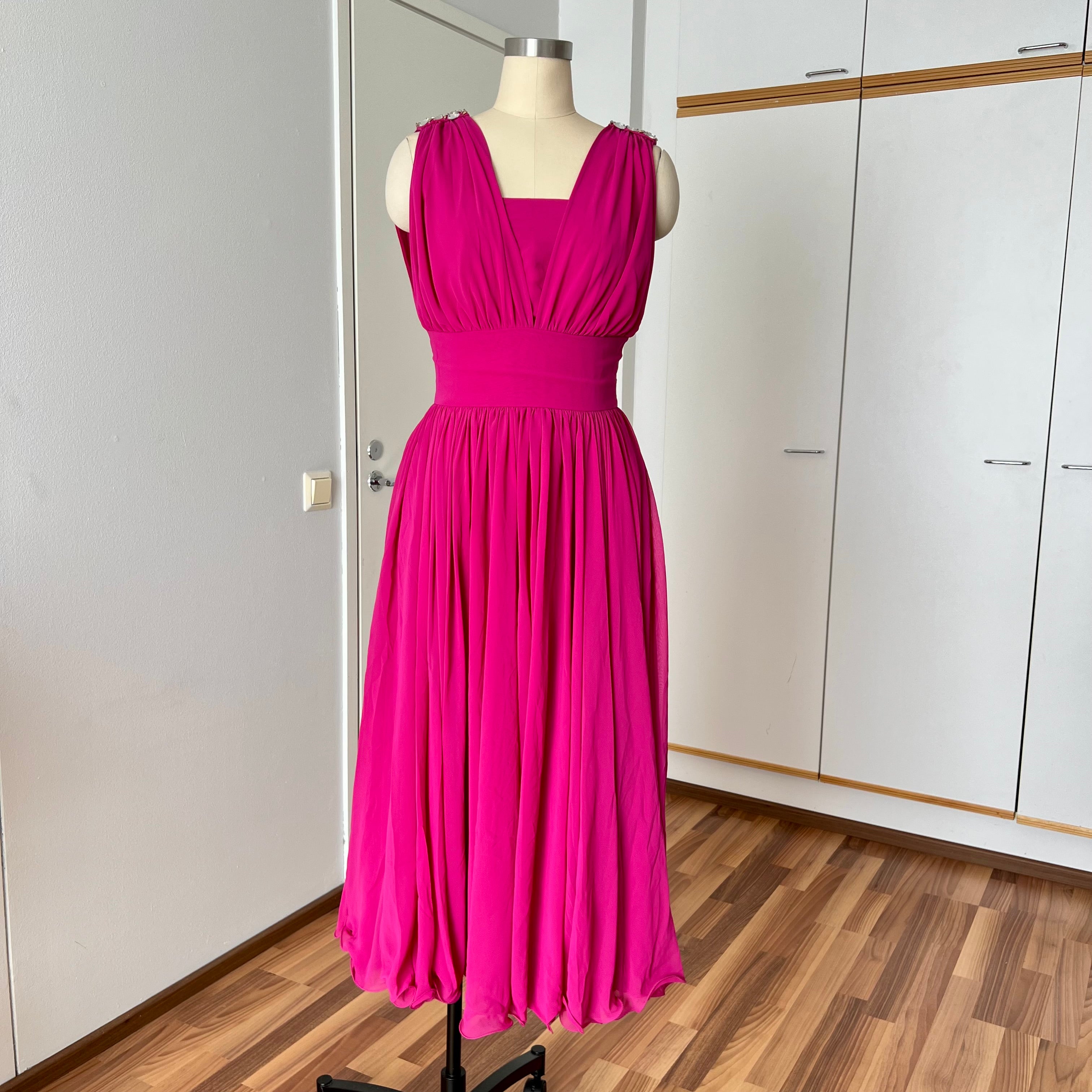 1980s Pink Double Bodice Cocktail Party Gown-Vintage Formal Evening Dress EU 40