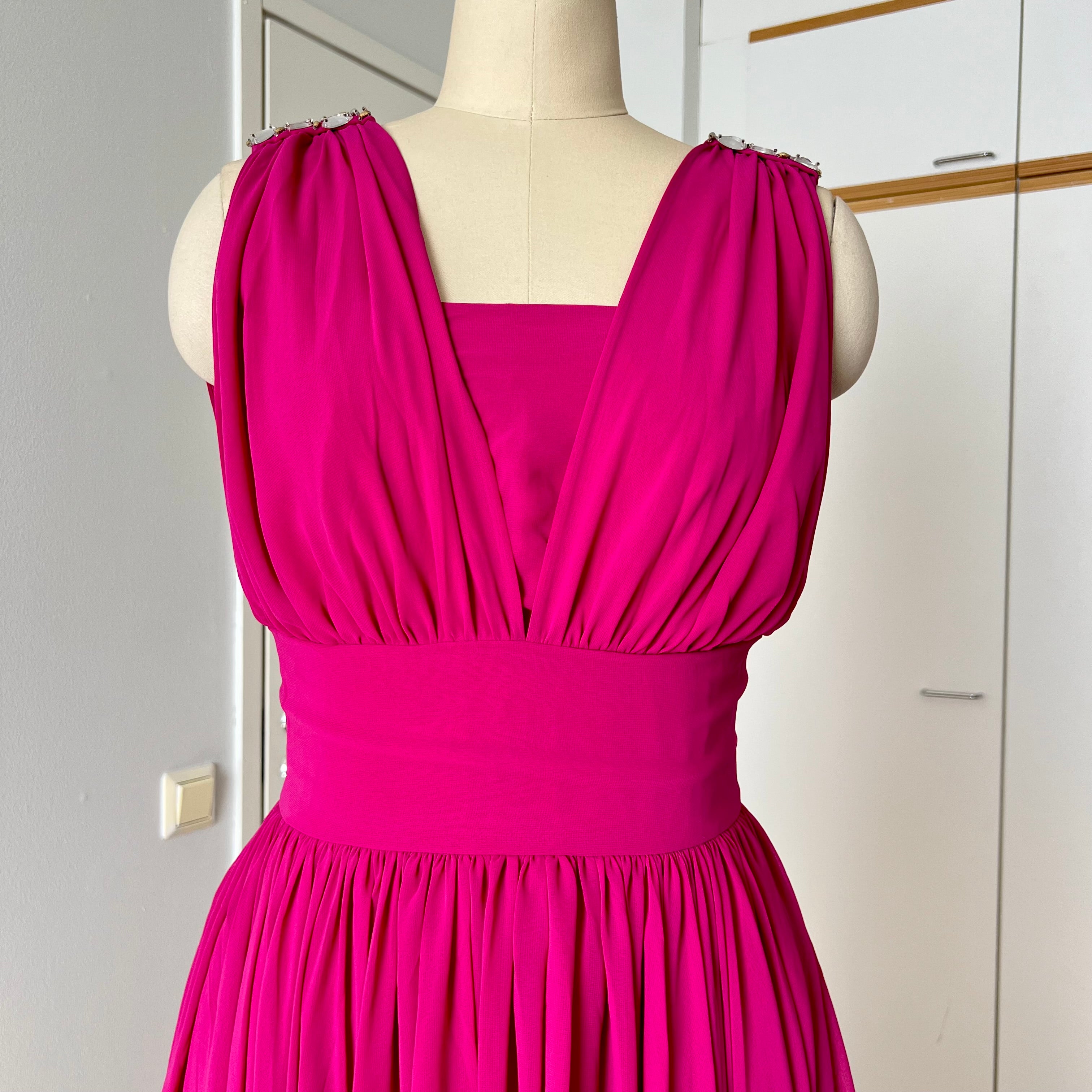 1980s Pink Double Bodice Cocktail Party Gown-Vintage Formal Evening Dress EU 40