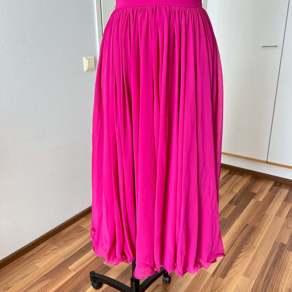 80er Jahre rosa Cocktailkleid mit doppeltem Oberteil – Vintage Abendkleid EU 40