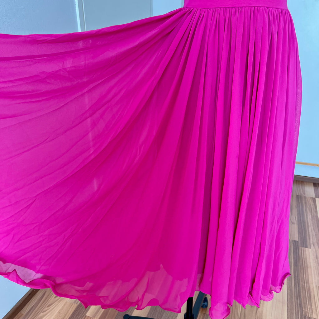 80er Jahre rosa Cocktailkleid mit doppeltem Oberteil – Vintage Abendkleid EU 40