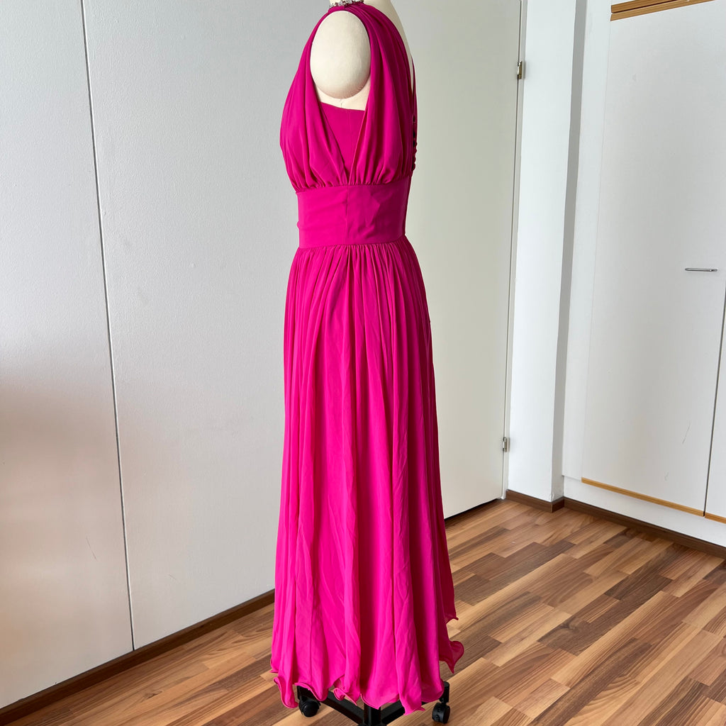 80er Jahre rosa Cocktailkleid mit doppeltem Oberteil – Vintage Abendkleid EU 40