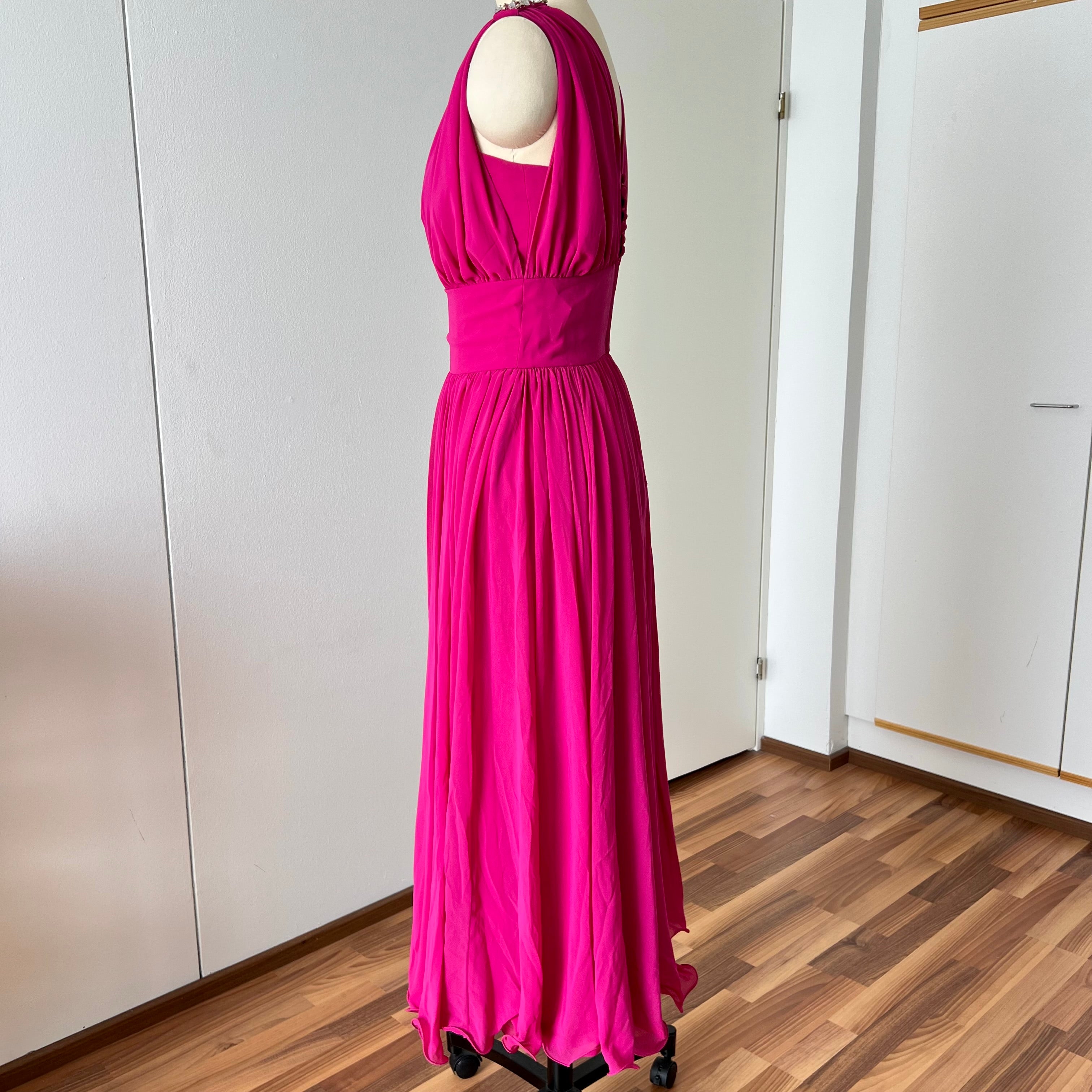 80er Jahre rosa Cocktailkleid mit doppeltem Oberteil – Vintage Abendkleid EU 40
