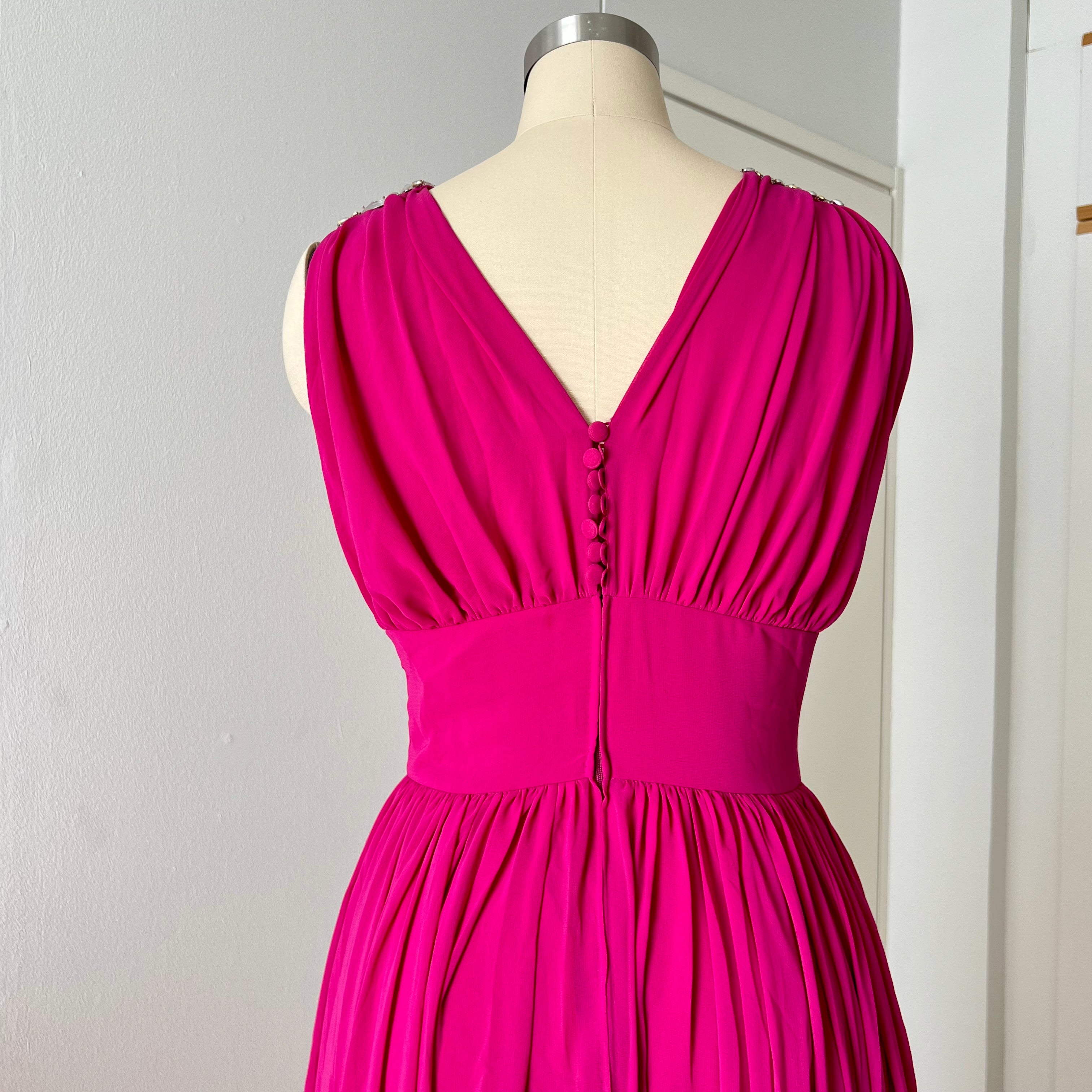 80er Jahre rosa Cocktailkleid mit doppeltem Oberteil – Vintage Abendkleid EU 40