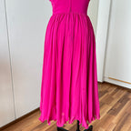 80er Jahre rosa Cocktailkleid mit doppeltem Oberteil – Vintage Abendkleid EU 40