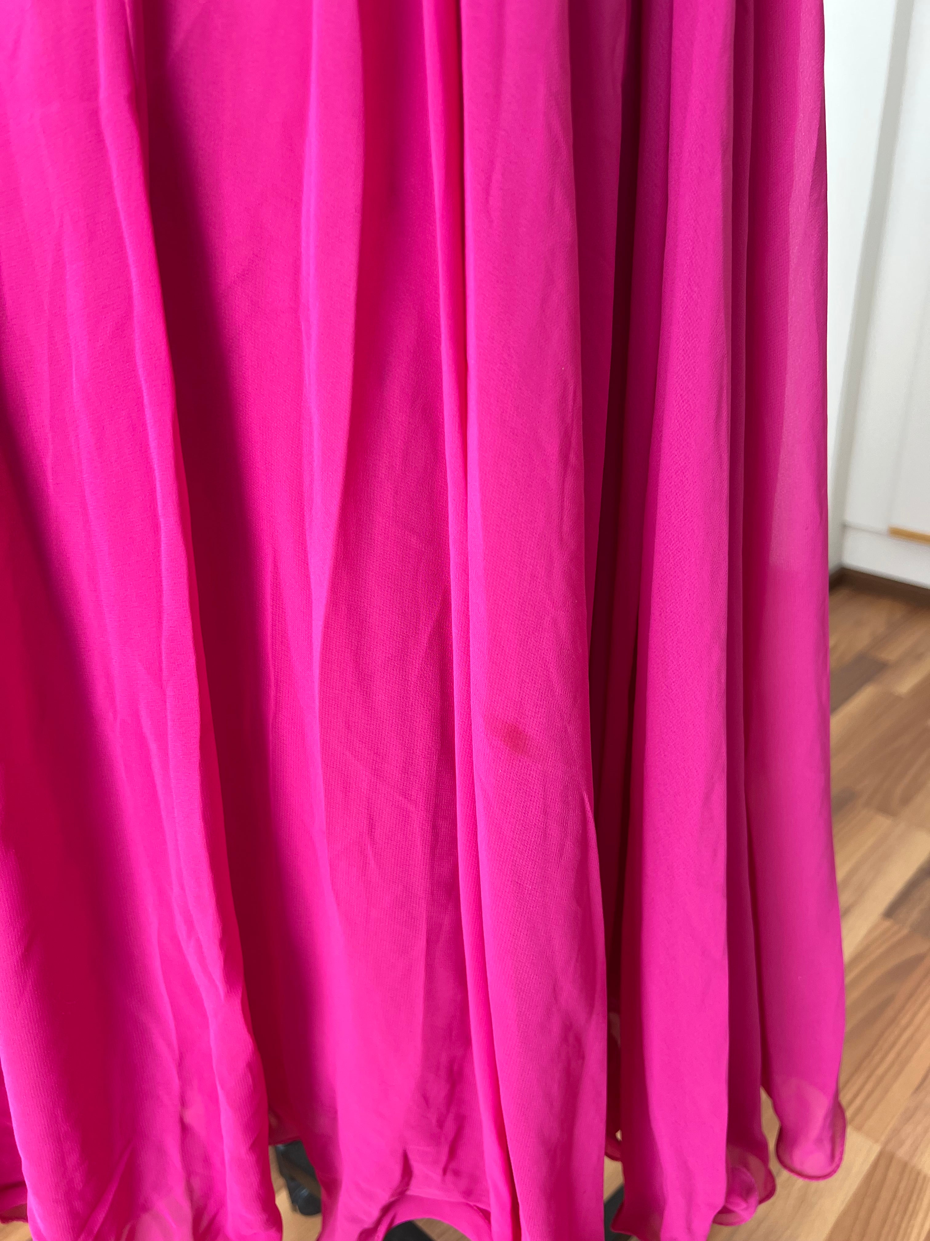 80er Jahre rosa Cocktailkleid mit doppeltem Oberteil – Vintage Abendkleid EU 40