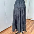 1970s Black Chiffon Maxi Dress-VERA MONT Tiered Ruffle Formal Whimsygoth Dress