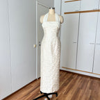 1990s Vintage Silk Wedding Dress-Minimalist Halter Neck Bridal Gown-Backless Aline Gown EU 38