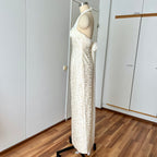 1990s Vintage Silk Wedding Dress Minimalist Halter Neck Bridal Gown Backless Aline Gown EU 38