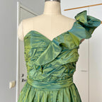 1980s Green Taffeta Party Dress VERA MONT One Shoulder Cocktail Party Dress Romantic Fairy