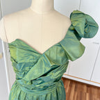 1980s Green Taffeta Party Dress VERA MONT One Shoulder Cocktail Party Dress Romantic Fairy