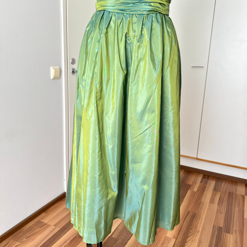 1980s Green Taffeta Party Dress VERA MONT One Shoulder Cocktail Party Dress Romantic Fairy