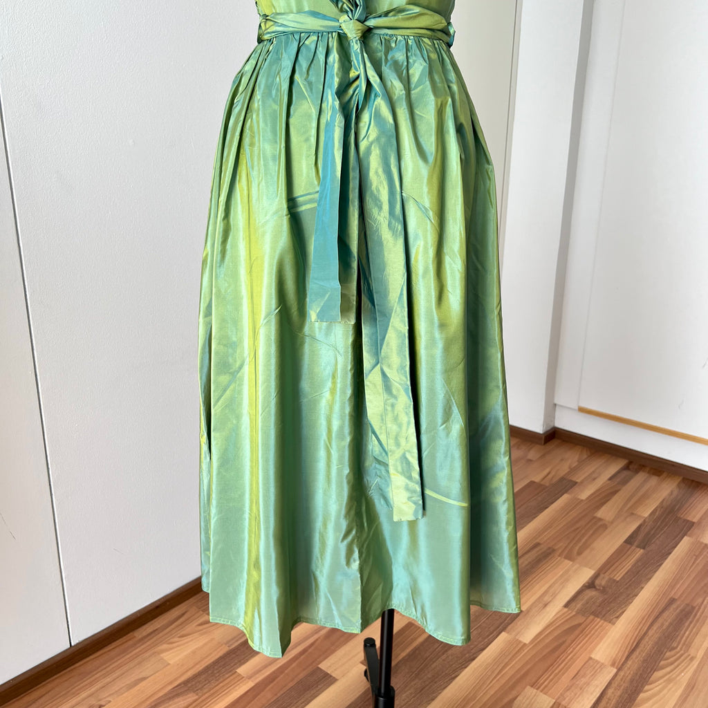 1980s Green Taffeta Party Dress VERA MONT One Shoulder Cocktail Party Dress Romantic Fairy