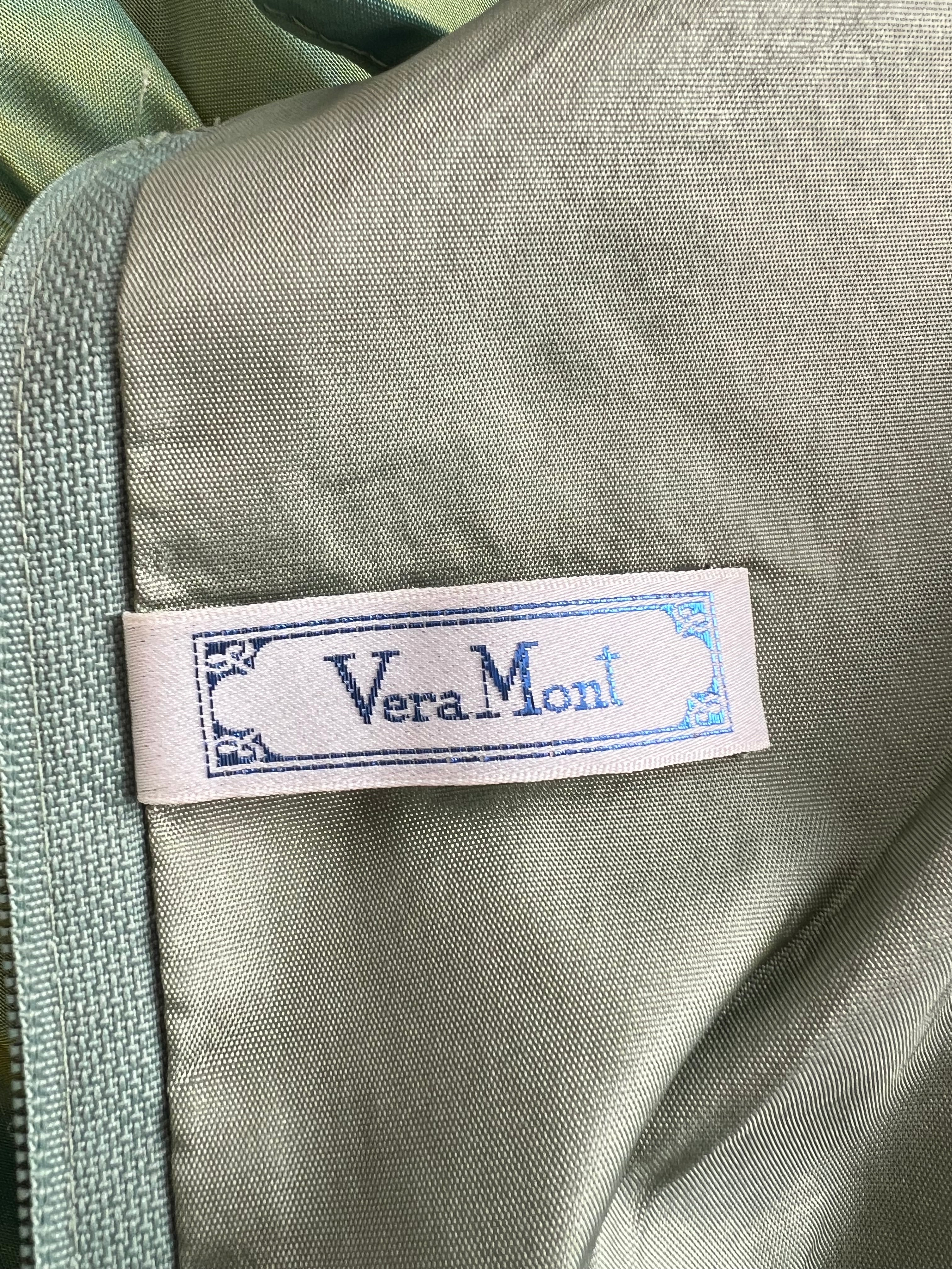 1980s Green Taffeta Party Dress VERA MONT One Shoulder Cocktail Party Dress Romantic Fairy
