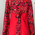 1960s 70s Psychedelic Floral Maxi Dress-Empire Waist Retro Mod Floor Length Hostess Dres