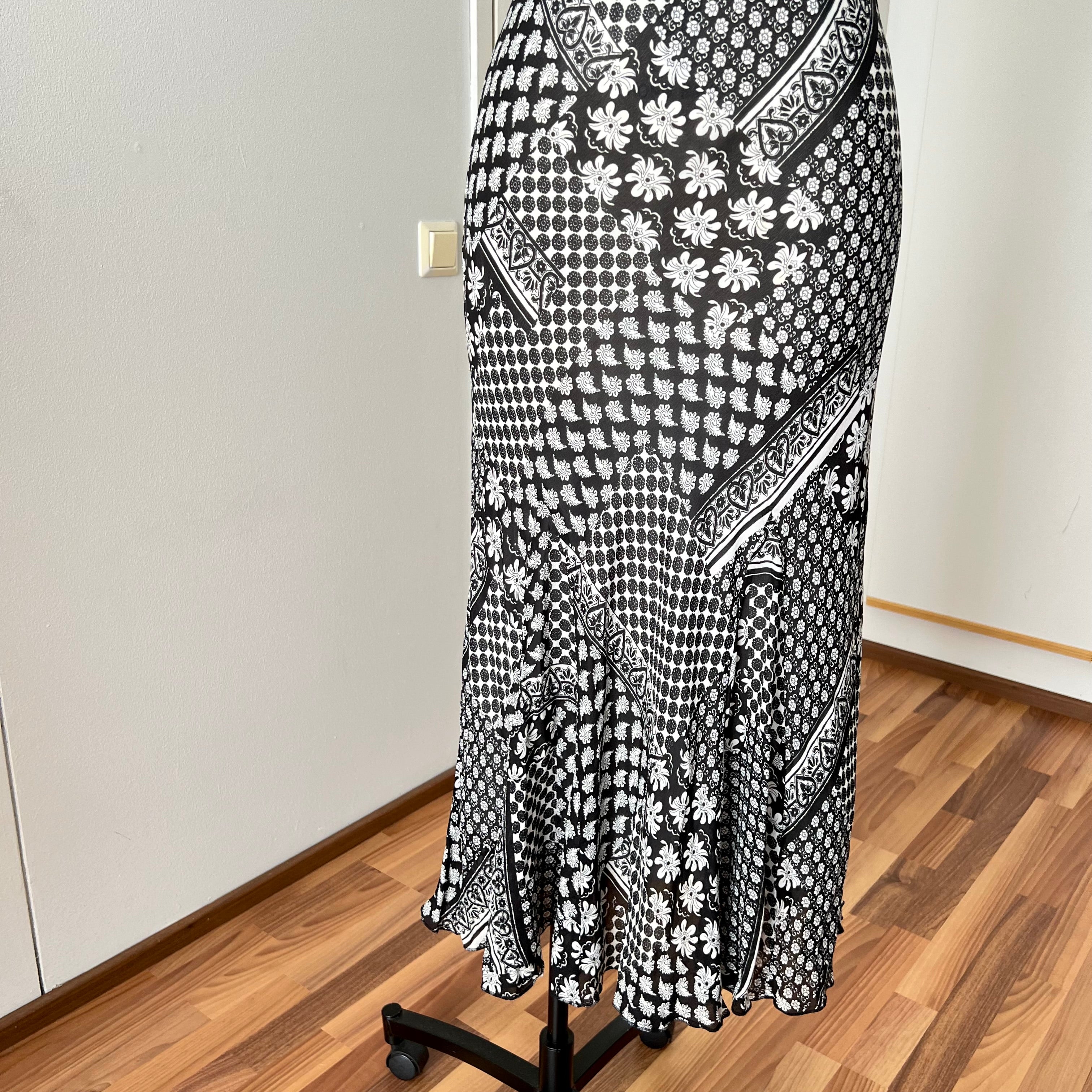 1990s Bias Cut Viscose Midi Dress-Y2K Flutter Sleeves V Neck Fairy Dress Whimsygoth EU 38