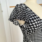 1990s Bias Cut Viscose Midi Dress-Y2K Flutter Sleeves V Neck Fairy Dress Whimsygoth EU 38