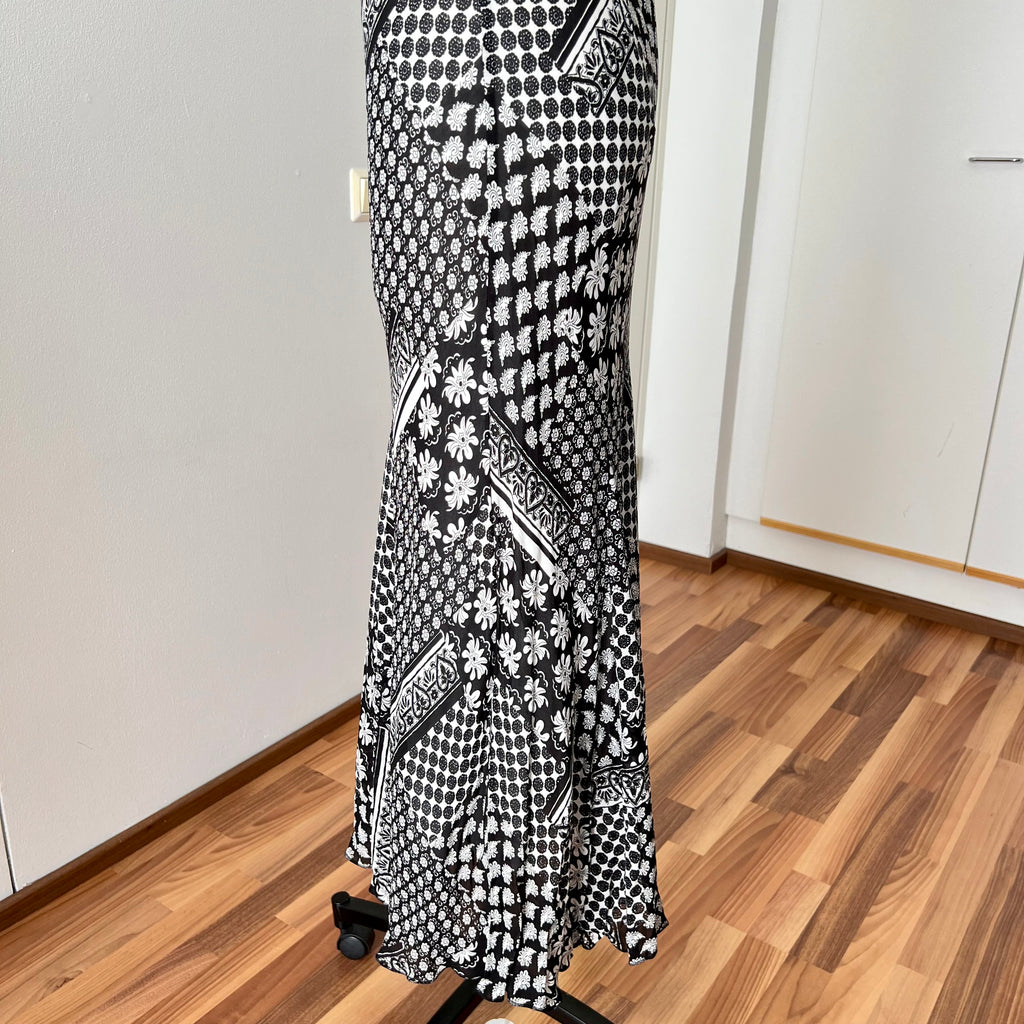 1990s Bias Cut Viscose Midi Dress-Y2K Flutter Sleeves V Neck Fairy Dress Whimsygoth EU 38