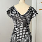 1990s Bias Cut Viscose Midi Dress-Y2K Flutter Sleeves V Neck Fairy Dress Whimsygoth EU 38