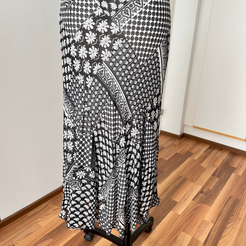 1990s Bias Cut Viscose Midi Dress-Y2K Flutter Sleeves V Neck Fairy Dress Whimsygoth EU 38