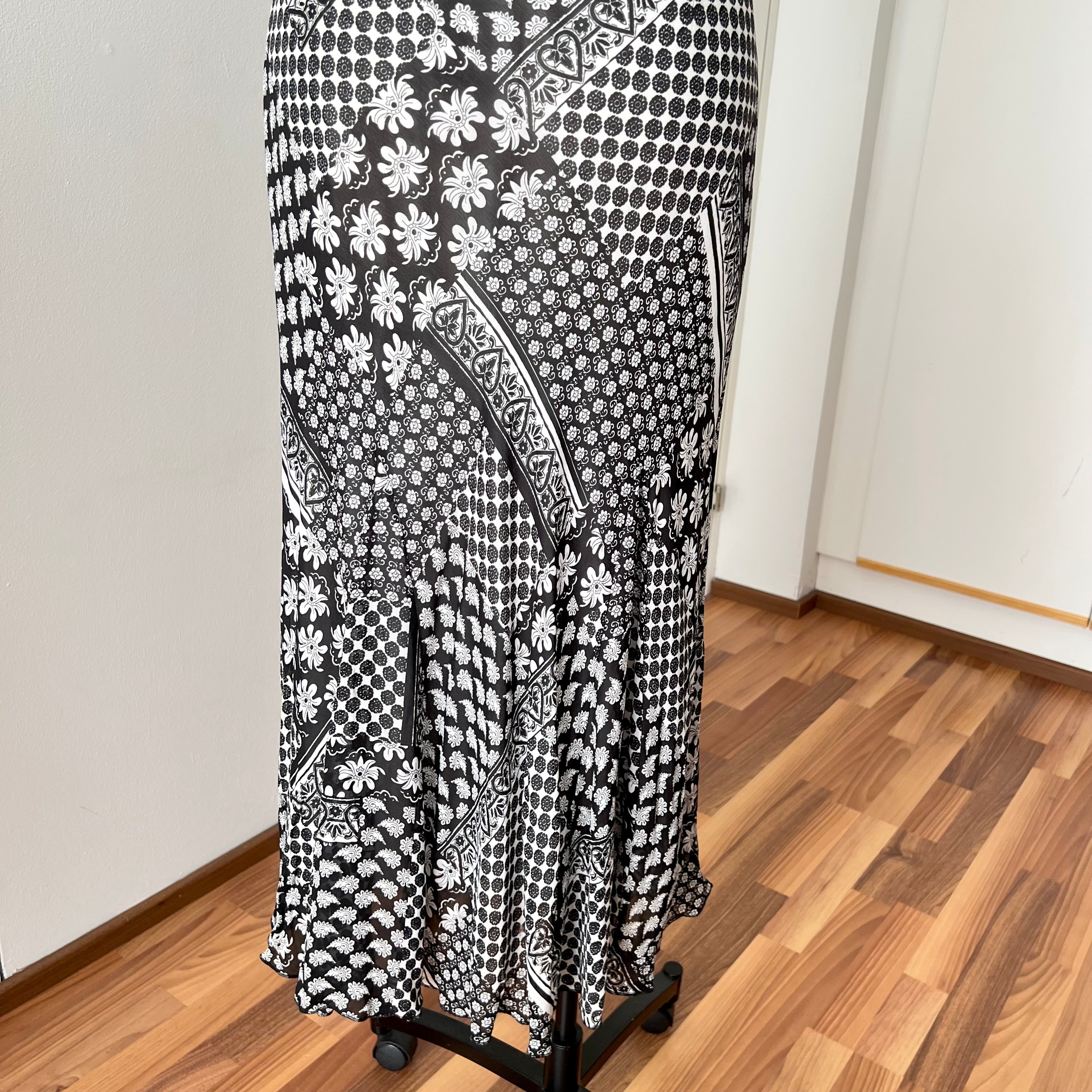 1990s Bias Cut Viscose Midi Dress-Y2K Flutter Sleeves V Neck Fairy Dress Whimsygoth EU 38