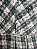 Vintage Green Plaid Cotton Trachten Dress-German Folk Checkered Midi Dress with Pockets