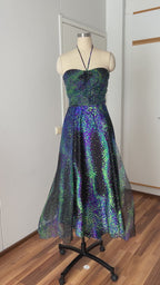 70s 80s VERA MONT Halter Neck Maxi Dress Floor Length Backless Cocktail Party Dress
